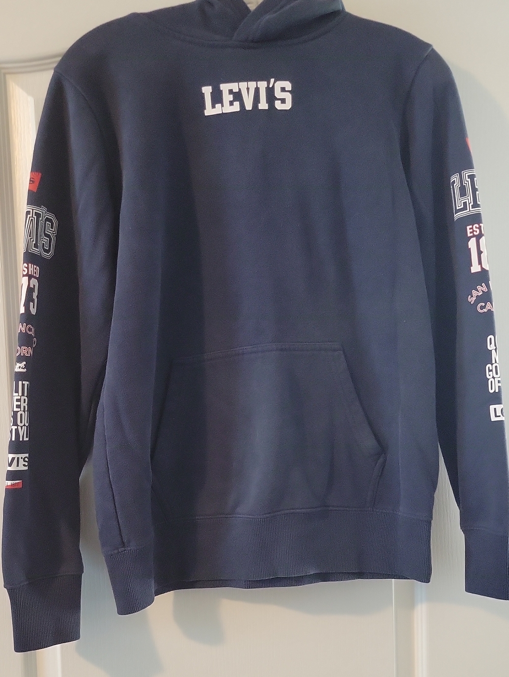 Levi's Men's Navy Pullover Hoodie with Sleeve Graphics